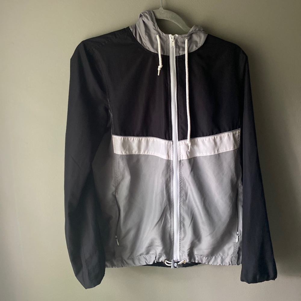 Black and grey Zumiez windbreaker